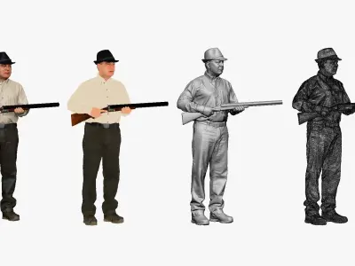 001124 man with shotgun 3D model