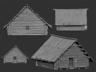 Medieval wooden house 3D print model