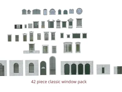 classic window pack 42 Low-poly 3D model