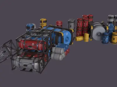 Sci-Fi Barrel Pack Low-poly 3D model
