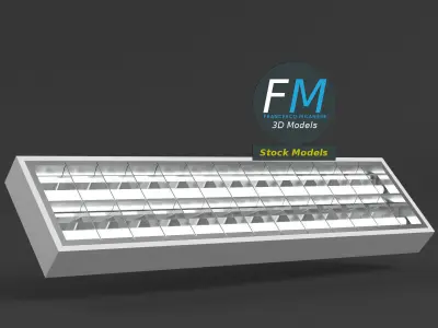 Rectangular troffer light fixture 3D model