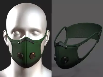 Gas mask fabric Green protection classic  Low-poly 3D model