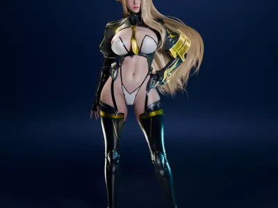 Cyberpunk Elf - Game Ready Low-poly 3D model