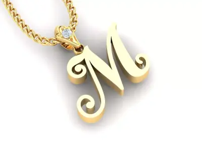 Light Gold Fancy Font Pendant M 3D print model