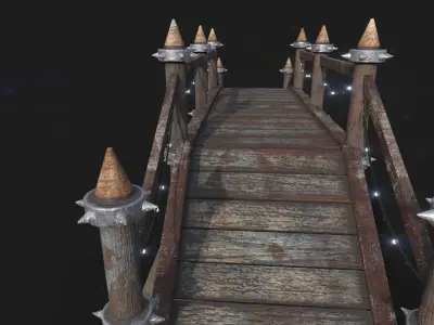 Game Ready Wooden Bridge Low-poly 3D model