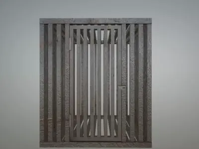 rusty cage with door and latch Low-poly 3D model
