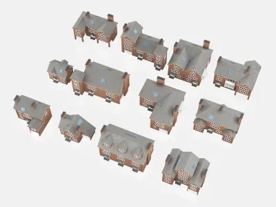 British House Design Collection - 12 Pieces 3D Model Pack
