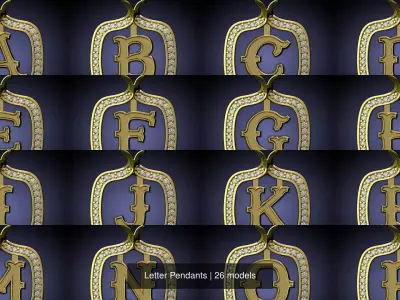  Letter Pendants 3D Model Pack