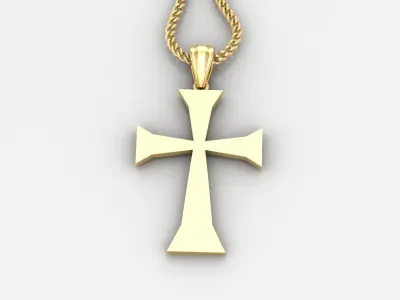 Light Gold 18K Cross Pendant 1CP096 3D print model