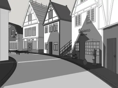 Town street 3D model purchase