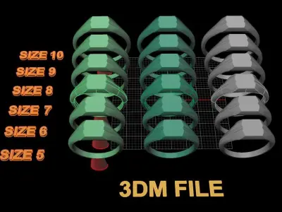 Dainty Thin Signet Antique Style 1 Round Mix Size 3D print model