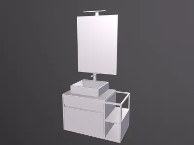 mirror with sink wall mount 3D Low-poly 3D model