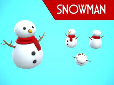 SNOWMAN CHRISTMAS CARTOON STYLIZED Low-poly 3D model