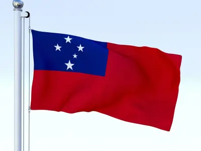 Animated Samoa Flag Low-poly 3D model