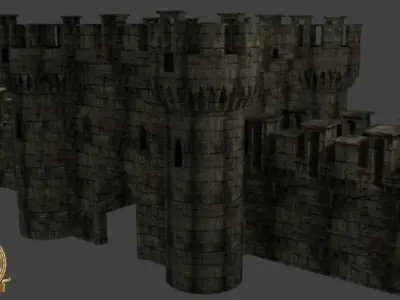 Castle with door Free low-poly 3D model
