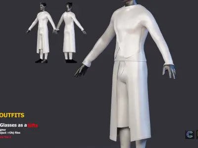 5 SCI-FI CYBERPUNK OUTFITS and 3 SCIFI GLASSES AS A GIFT Low-poly 3D model