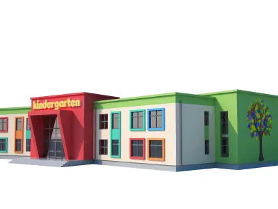 Kindergarten school building 3D model