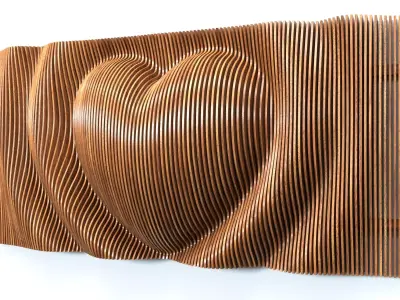 Parametric Heart Wood Panel Wall Decor 3D model
