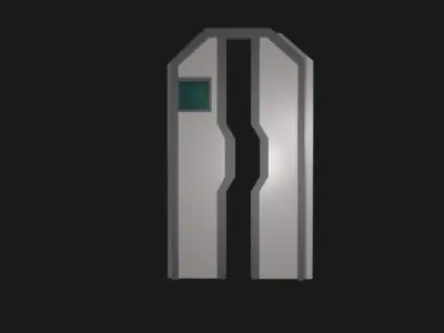 Simple Low Poly Sci-fi Door with Window Low-poly 3D model