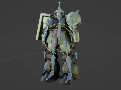 MS-06 Zaku II with rig Low-poly 3D model