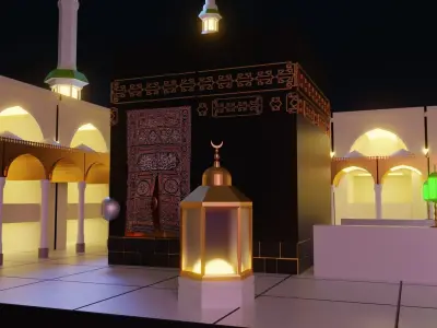 Kaabah Lowpoly Isometric Low-poly 3D model
