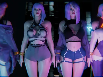 Modular Sci Fi Cyberpunkish-Game Ready Female Characters  Low-poly 3D model