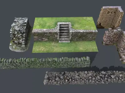 Walls Pack Low-poly 3D model