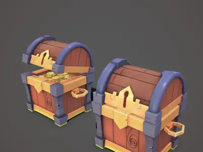Stylized chest Low-poly 3D model buy