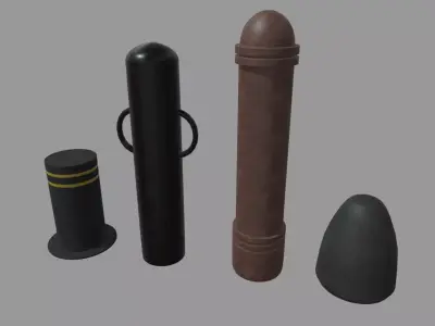 Bollards 03 04 05 06 Low-poly 3D model