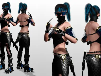Cyberpunk Female Ninja Assassin Low-poly 3D model