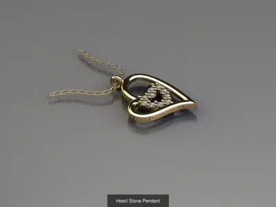 Heart Stone 14  Pendant  Collection 3D Model Pack