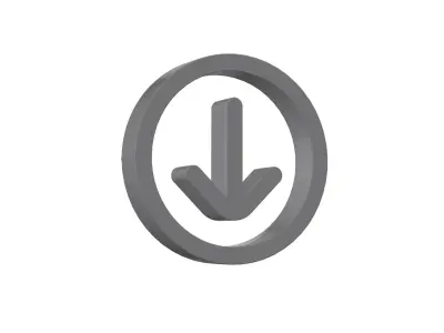 3d arrow circle down Low-poly 3D model