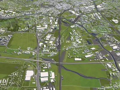 Brno Czech Republic 50x50km 3D City Map 3D model