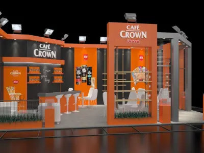 Model Description Exhibition Stand Cafe Crown Full Set 3D model