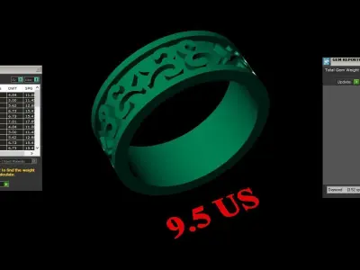 Light Gold Diamond Men Ring 2MR020 3D model