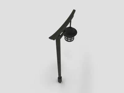 Japanese street wooden lamp Low-poly 3D model