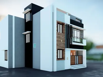 3 Stunning House Elevation 3D Models for Your Dream Home 3D model
