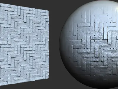 Brick Pattern Brushes Noise and Height Map Low-poly 3D model