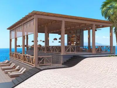 Beach Sea Side Snack Bar Restaurant - SCENE  3D model