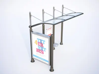 Bus stop with information board 3D model