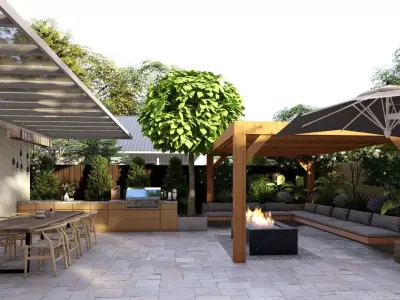 3D Exterior Scene 3D model design garden and landscape 3D model 3D model