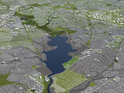 Dallas 50x50km 3D City Map 3D model