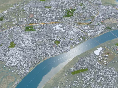 Prayagraj Uttar Pradesh India 25km Low-poly 3D model