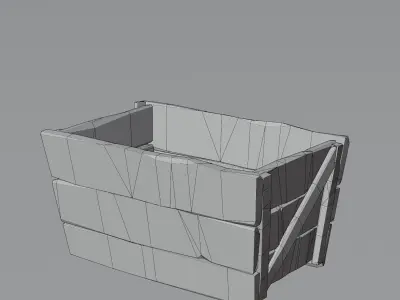 Medieval trapezoid-shaped wooden crate Low-poly 3D model