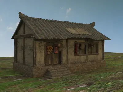 Old small houses Low-poly 3D model