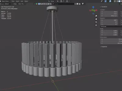 Risette Black Base Chandelier or Pendant Low-poly 3D model