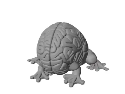 Brain Frog Creature STL OBJ GLB 3D Printable Hybrid Brain Toad 3D print model