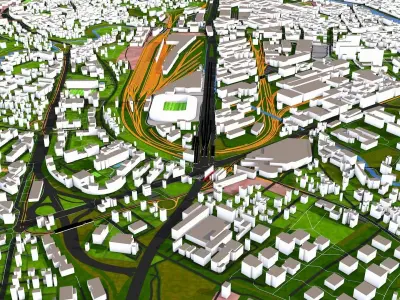 Geneva City of Switzerland September 2020 data Low-poly 3D model