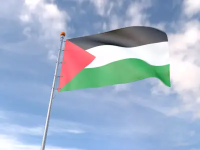Flag Palestine animated loop 3D model