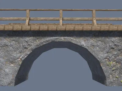 Bridge wooden shelf Low-poly 3D model